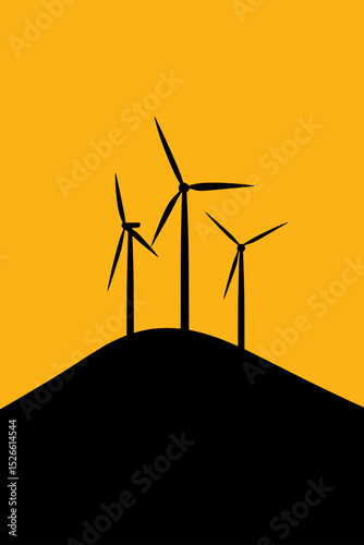 Minimalist wind energy concept with yellow background