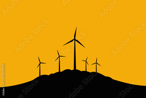 Minimalist wind energy concept with yellow background