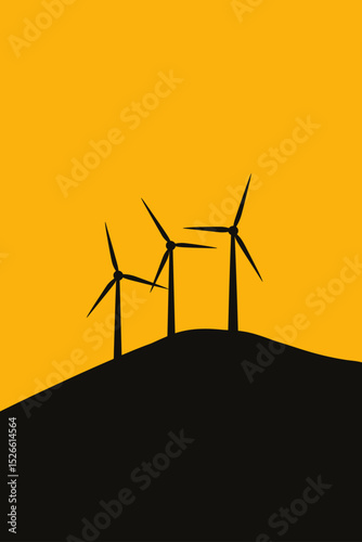 Minimalist wind energy concept with yellow background