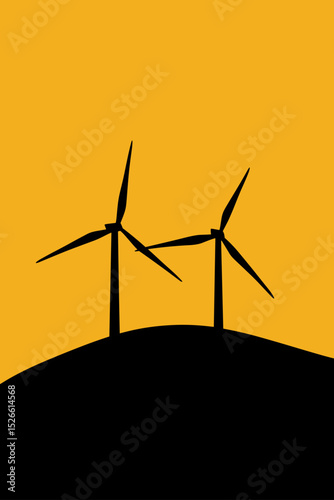 Minimalist wind energy concept with yellow background