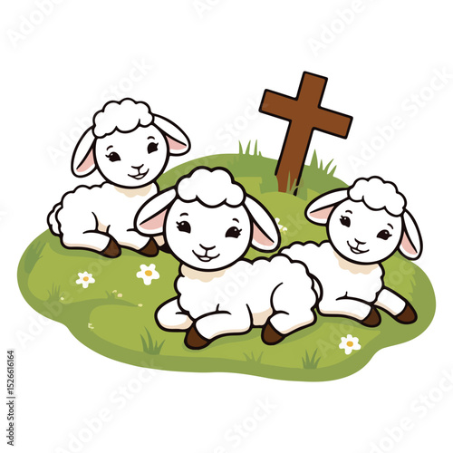 Shepherd Symbol in Peaceful Pose with Lamb Icons