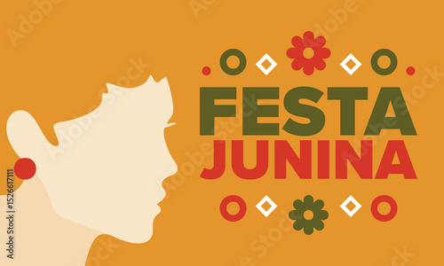 Festa Junina in Brazil. Brazilian festival. Happy holiday. Brazil flag. Carnival and parade. Summer fun party. Vector illustration