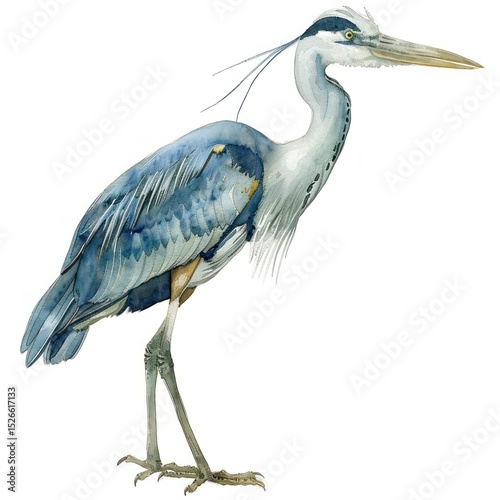 An isolated Heron heron illustration watercolor.