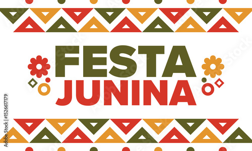 Festa Junina in Brazil. Brazilian festival. Happy holiday. Brazil flag. Carnival and parade. Summer fun party. Vector illustration