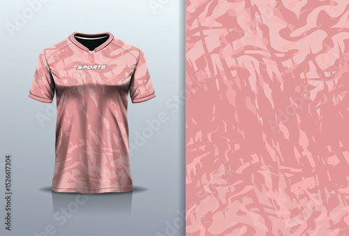 T-shirt mockup abstract texture grunge texture sport jersey design for football, soccer, racing, esports, running, pink color