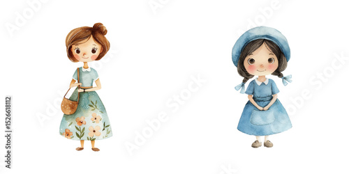 midwife watercolor vector illustration
