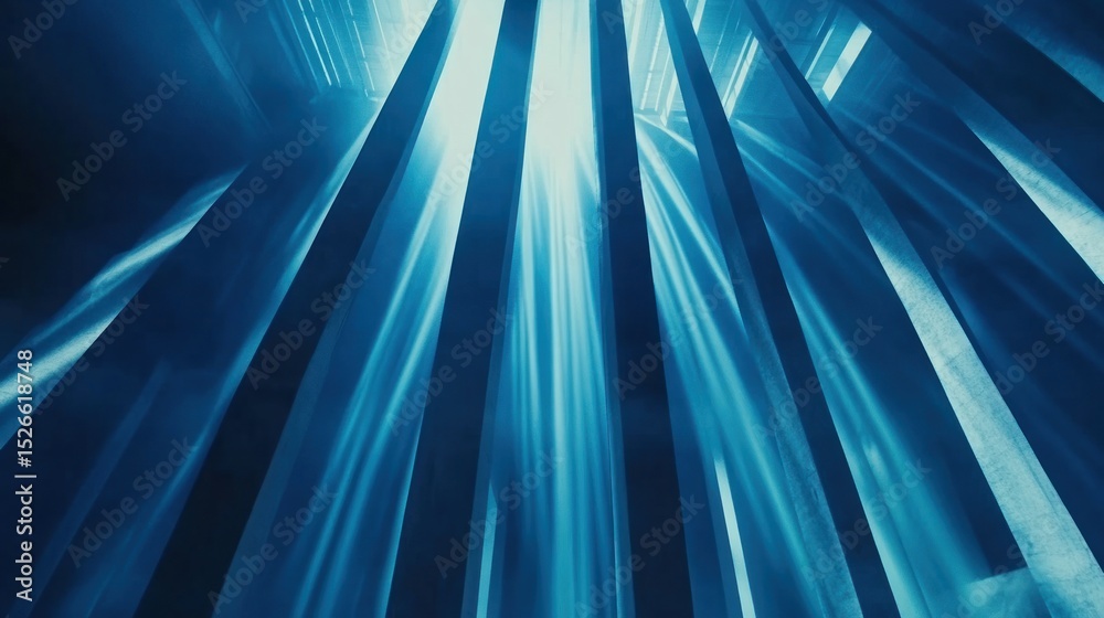 Fototapeta premium Abstract design with radiating blue beams.