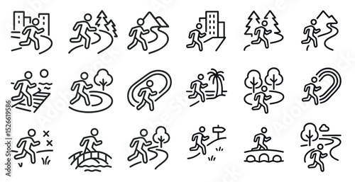 Outdoor activities icon set for fitness apps and recreation design