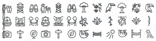 Nature and wildlife adventure icons for outdoor exploration designs