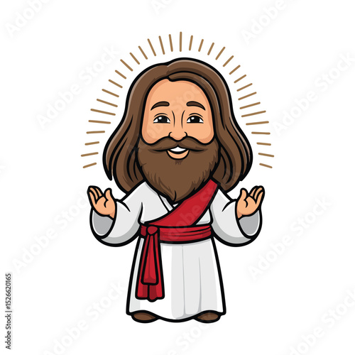 Gentle Shepherd Character Holding Lamb Vector Icon Set