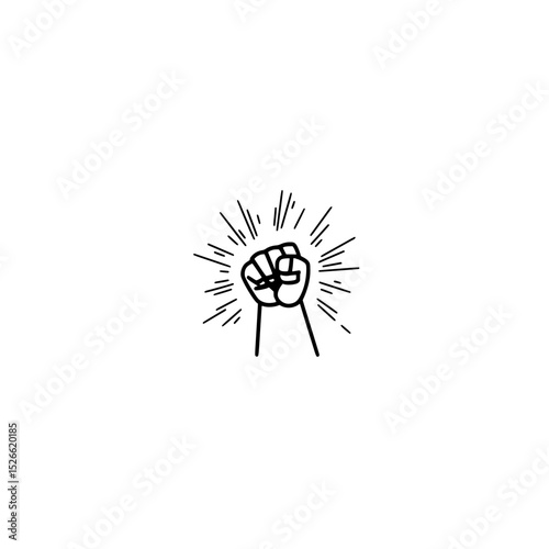 Flat design icon of rebellion and defiance with raised hand