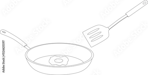 illustration of cooking eggs using a spatula and frying pan