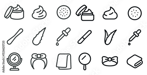 Skincare and beauty icons for cosmetic designs and applications