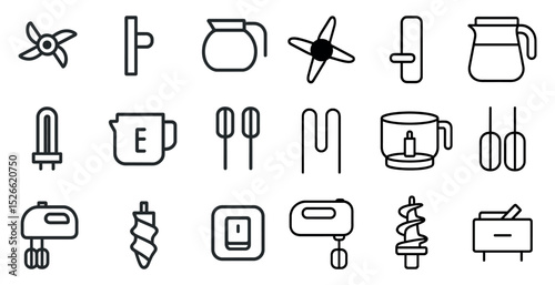 Collection of kitchen appliance and utensil icons for design projects