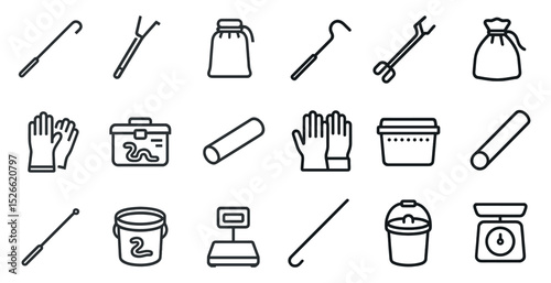 Collection of essential snake handling tools and supplies for safe handling and storage