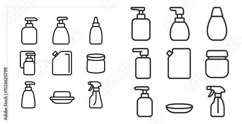 Minimalist icons of bottles and containers for packaging design projects