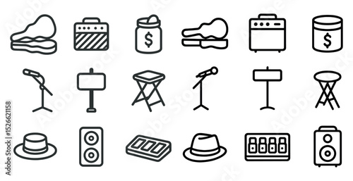 Music equipment and accessories icons for design projects