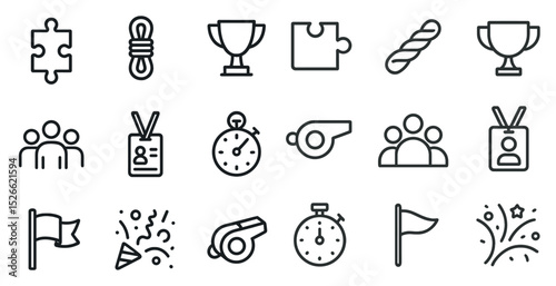 Icons of achievement and celebration for event planning and recognition