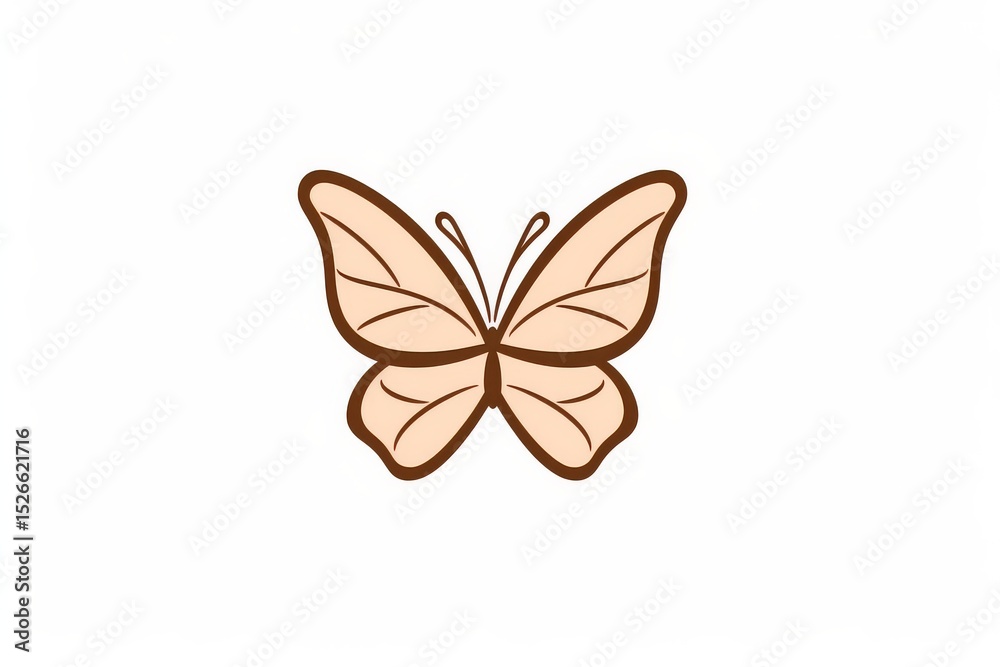Minimal one-line butterfly logo in flat vector style with clean lines on white background Minimal one-line butterfly logo in flat vector style with clean lines on white background