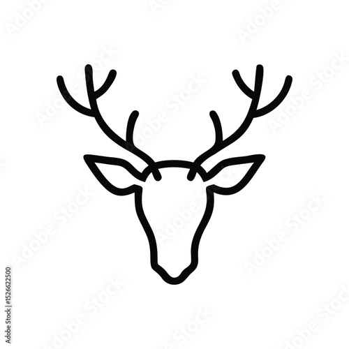 Red deer head vector illustration with prominent antlers, a majestic wild animal silhouette perfect for hunting or Christmas designs
