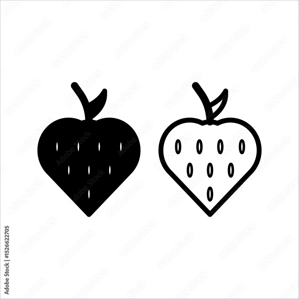 Fototapeta premium strawberry outline or line icon set design bundle.