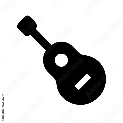 Minimal Black Vector Icon of Musical Instrument Guitar