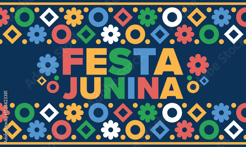 Festa Junina in Brazil. Brazilian festival. Happy holiday. Brazil flag. Carnival and parade. Summer fun party. Vector illustration
