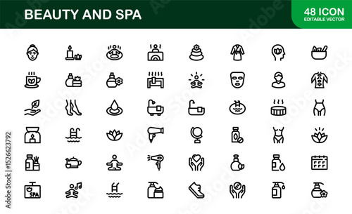 Ultimate Beauty and Spa Icon Collection for Modern Wellness Branding and Digital Design Perfect for Salons Skincare and Relaxation Projects