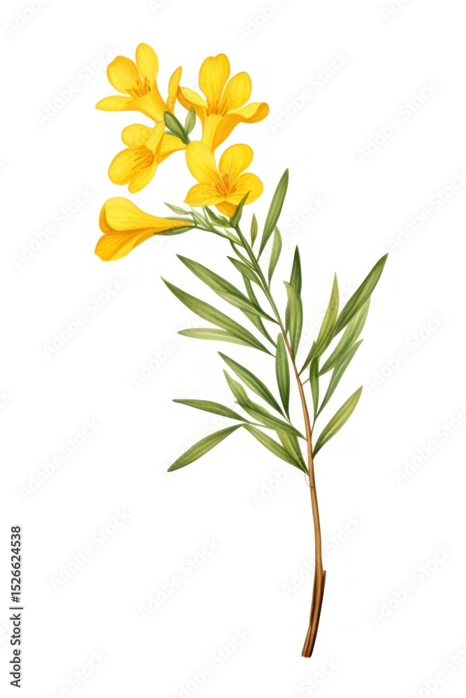 Naklejka premium Yellow lydian broom flower illustration design art.
