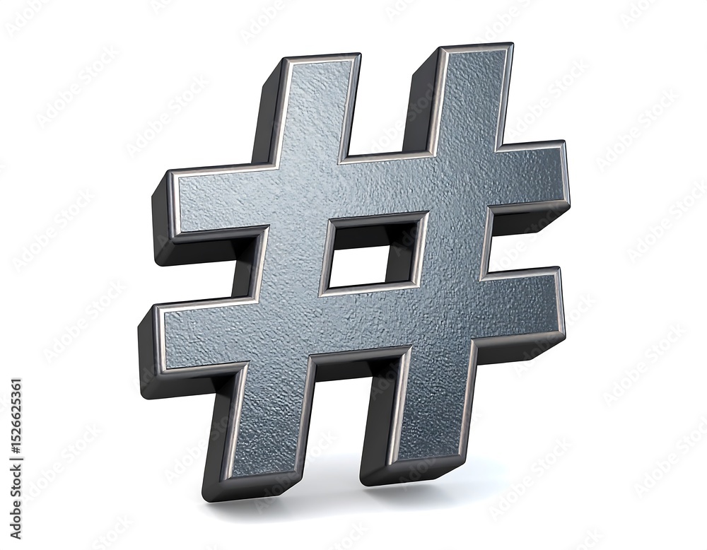 Fototapeta premium 3D metallic hashtag