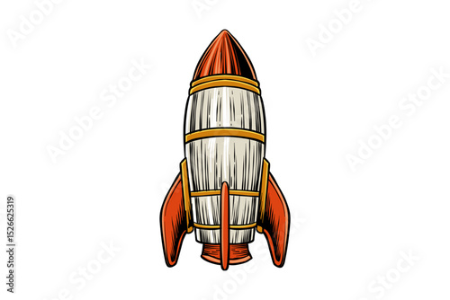 hand drawn colored rocket illustration
