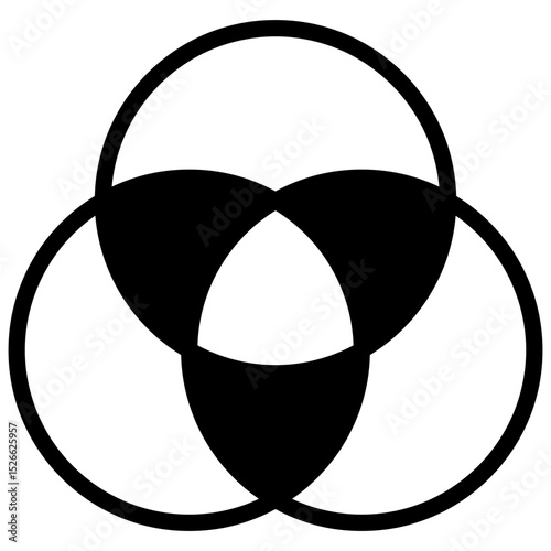 Triquetra. Outlined stroke vector icon with black-filled details.