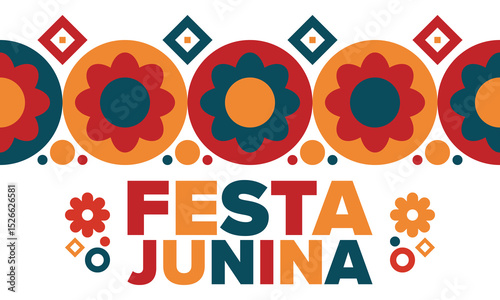 Festa Junina in Brazil. Brazilian festival. Happy holiday. Brazil flag. Carnival and parade. Summer fun party. Vector illustration