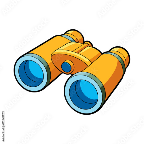Yellow Binoculars Illustration Isolated on White Background