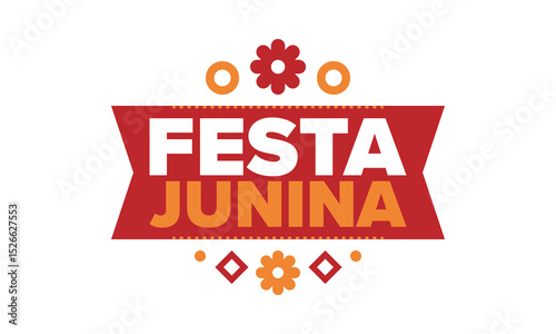 Festa Junina in Brazil. Brazilian festival. Happy holiday. Brazil flag. Carnival and parade. Summer fun party. Vector illustration