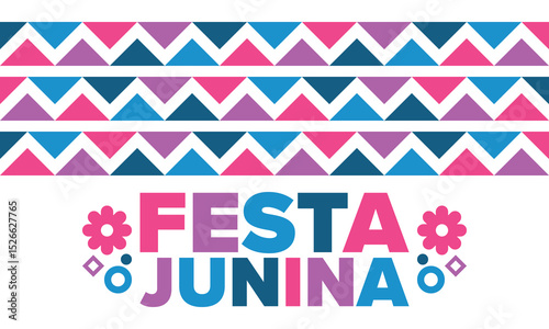 Festa Junina in Brazil. Brazilian festival. Happy holiday. Brazil flag. Carnival and parade. Summer fun party. Vector illustration