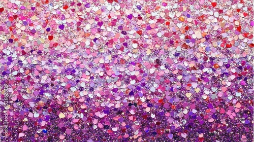 Vibrant mix of heart-shaped sequins in shades of pink and purple.