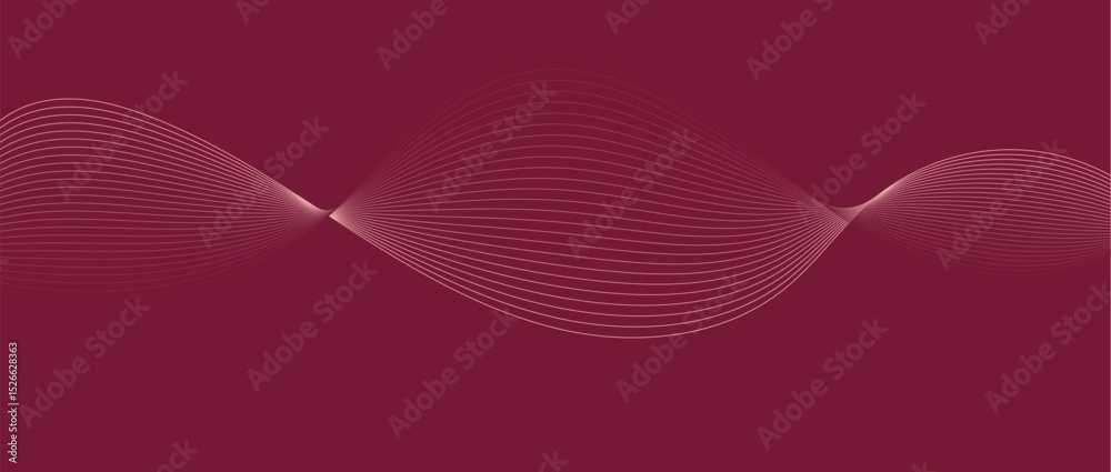 Fototapeta premium Abstract wave lines in maroon-cream gradient on minimalist background. Futuristic and dynamic look, perfect for tech, digital, and modern design projects.