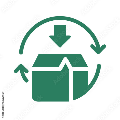 Reuse box symbol icon representing green logistics with arrows indicating recycling and sustainability