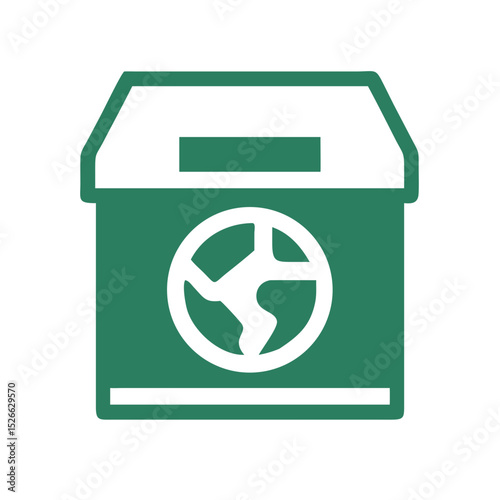 Box with Earth icon representing sustainable global delivery solutions