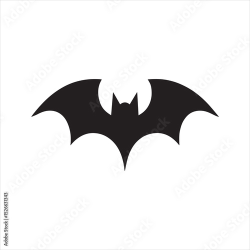 Flying bat silhouette vector icon for Halloween