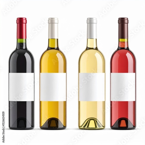 A collection of various wine bottles showcasing different colors and styles against a minimalist background.