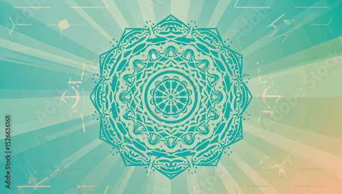 Festival Background Round Floral Ornament stock illustration, pattern arabic islamic east style