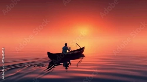 Rowing into the Sunset: A Peaceful Journey on Calm Waters