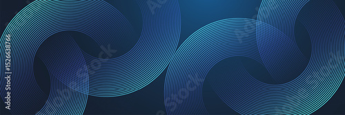 Modern abstract blue background with circle lines. Geometric stripe line art design for poster, brochure, cover, website, header, web banner, presentation