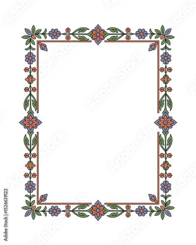Islamic Eslimi Art Frame – Iranian Floral Border Vector for Text