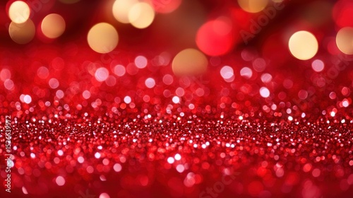Red glitter background with bokeh.