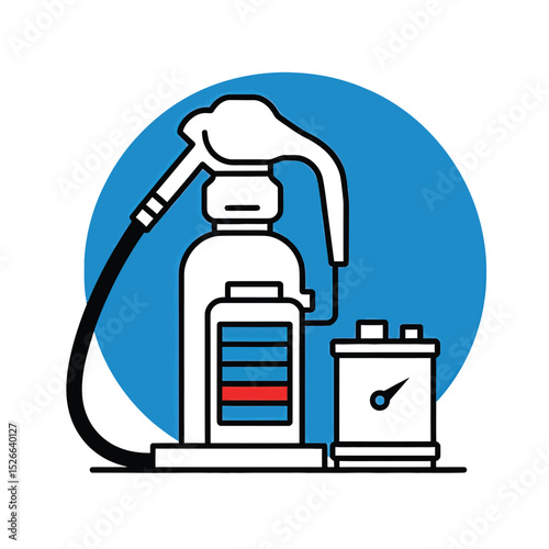 vector icons to vehicle fueling and charging a gasoline pump, an electric vehicle plug hydrogen mole
