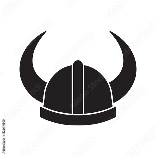 Viking horned helmet silhouette vector icon