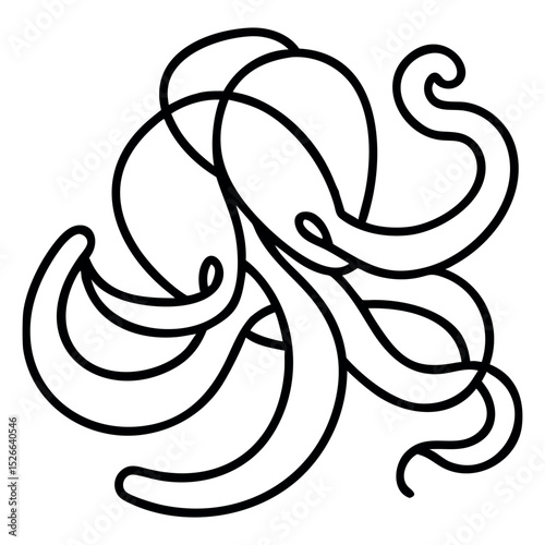 Minimalist Octopus Outline Ink on a Clean Transparent Background